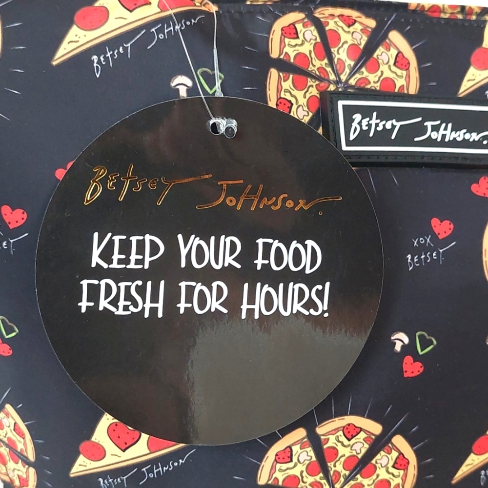New Betsey Johnson Pizza Print Lunch Tote Bag - Picture 16 of 16